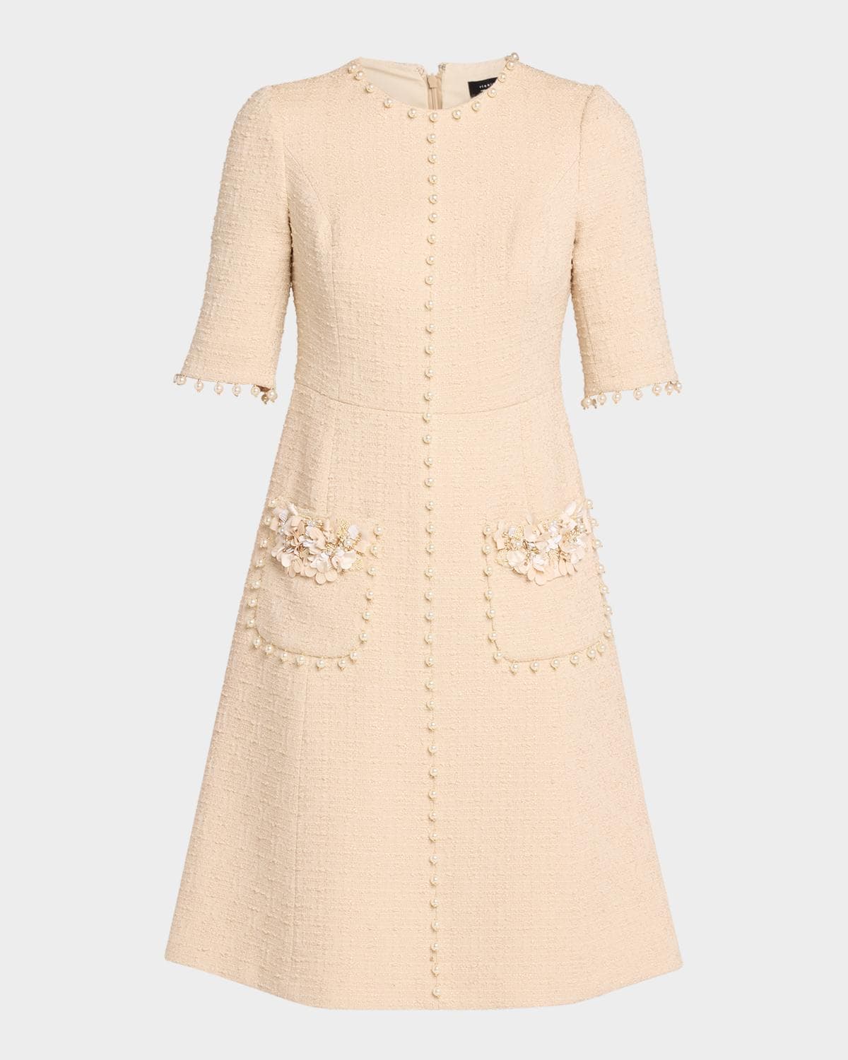 Rickie Freeman for Teri Jon Bead-Embellished Boucle Dress