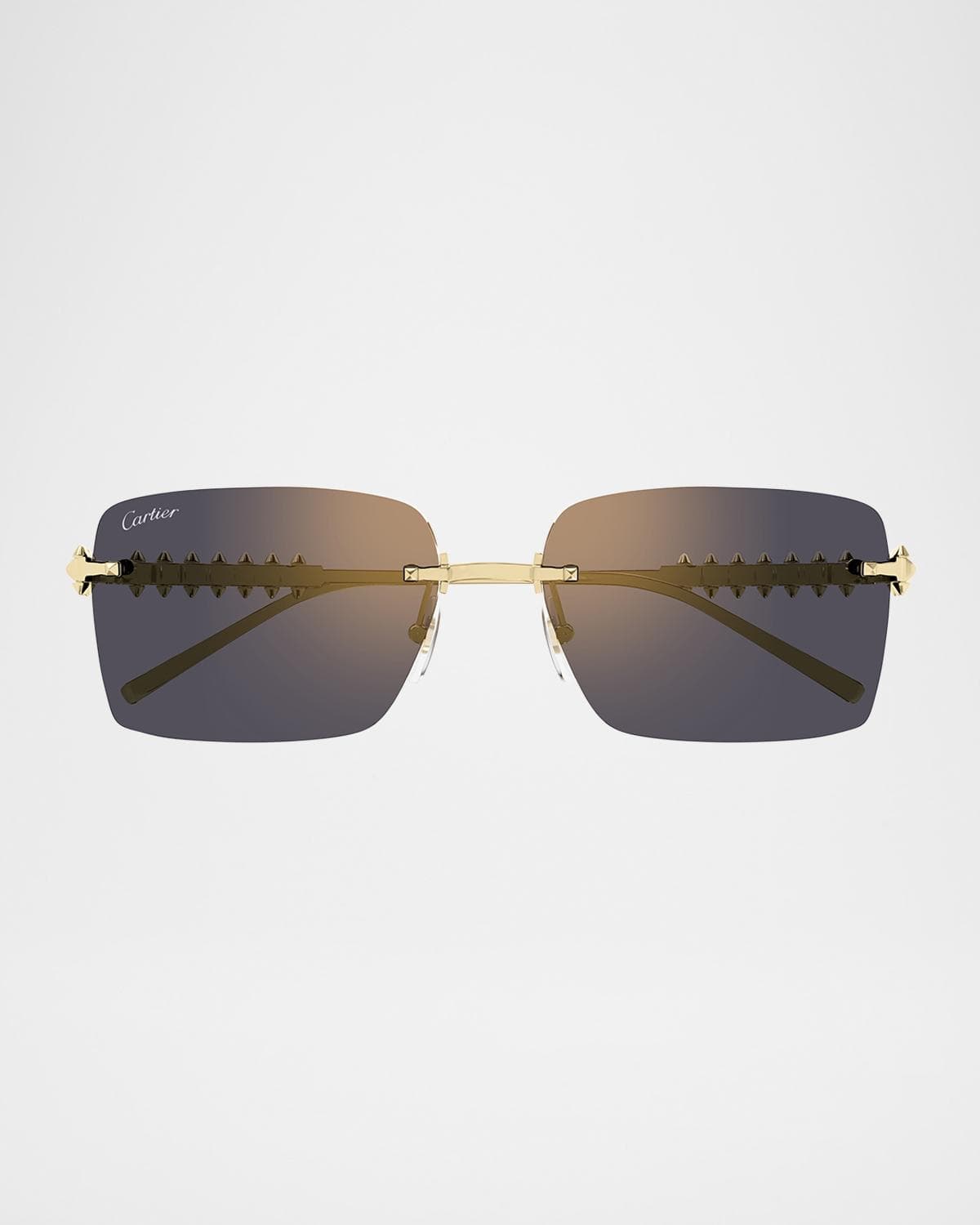 Cartier Rimless Metal Rectangle Sunglasses