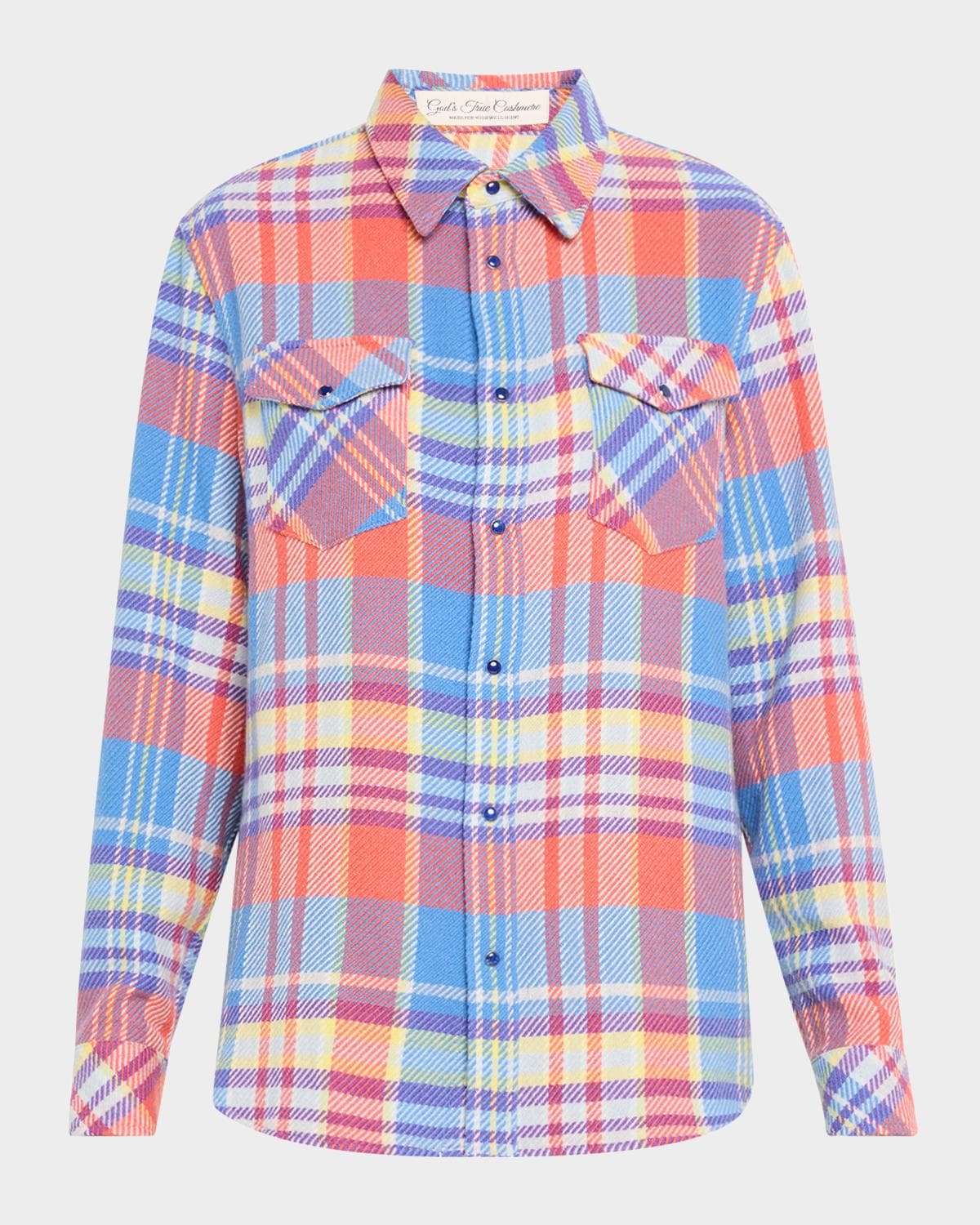 God's True Cashmere Creator Tartan Cashmere Button-Down Shirt