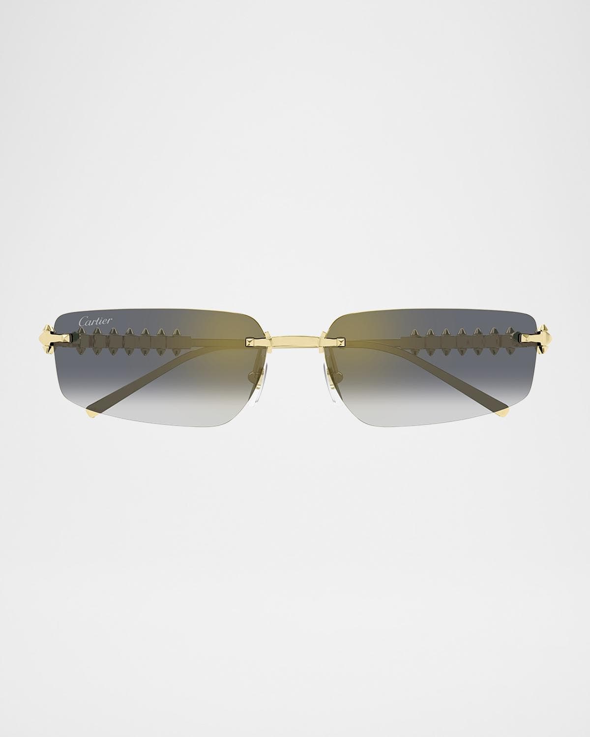 Cartier Rimless Metal Rectangle Sunglasses