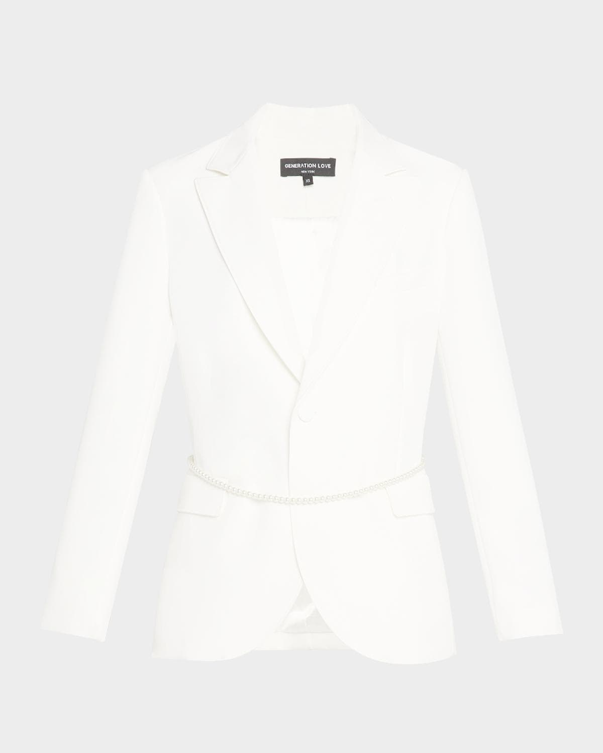 Generation Love Martina Belted Crepe Blazer