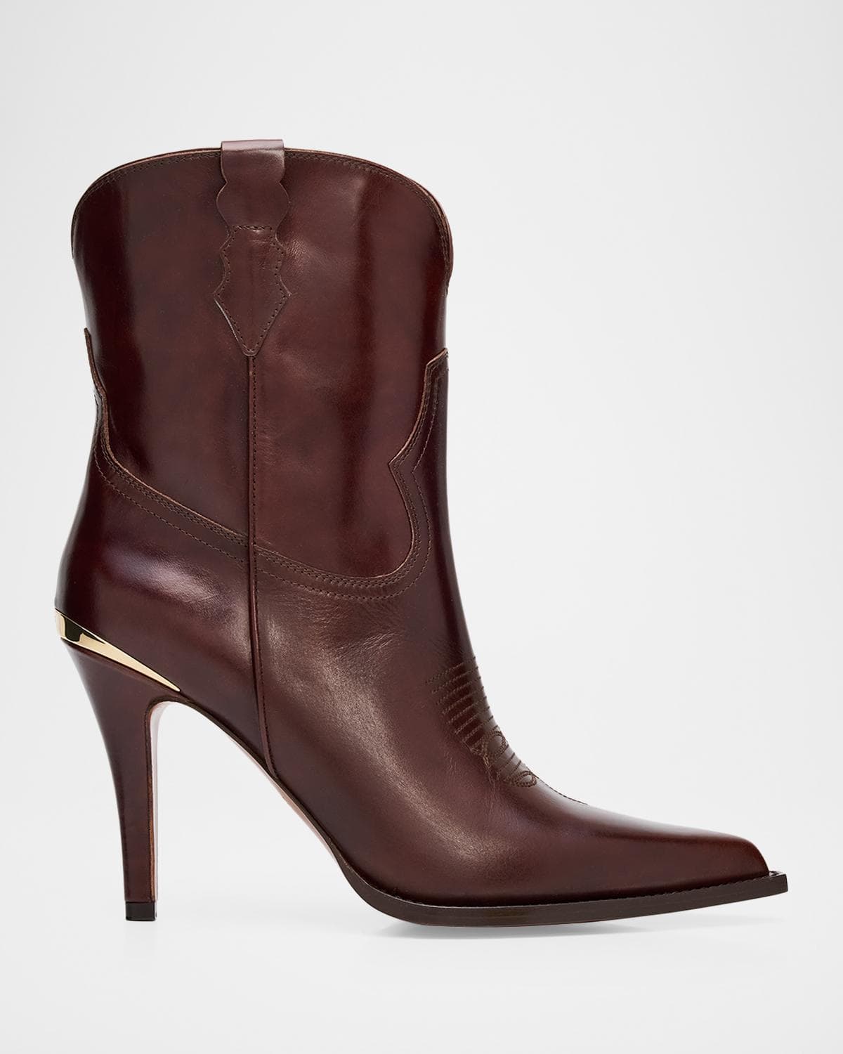 Partlow Katie Leather Western Stiletto Booties