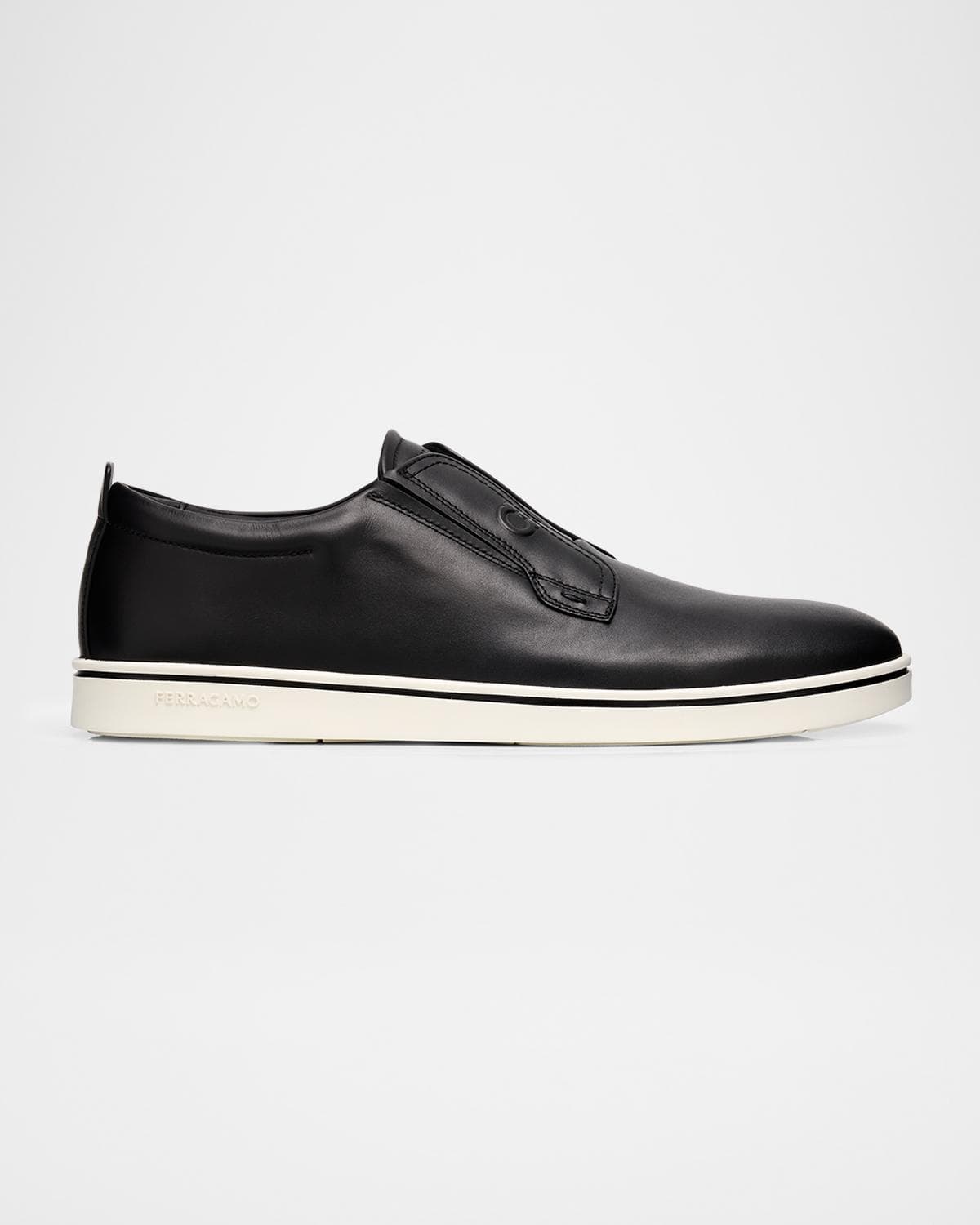 FERRAGAMO Men's Alfie Leather Gancini Stamp Slip-On Sneakers