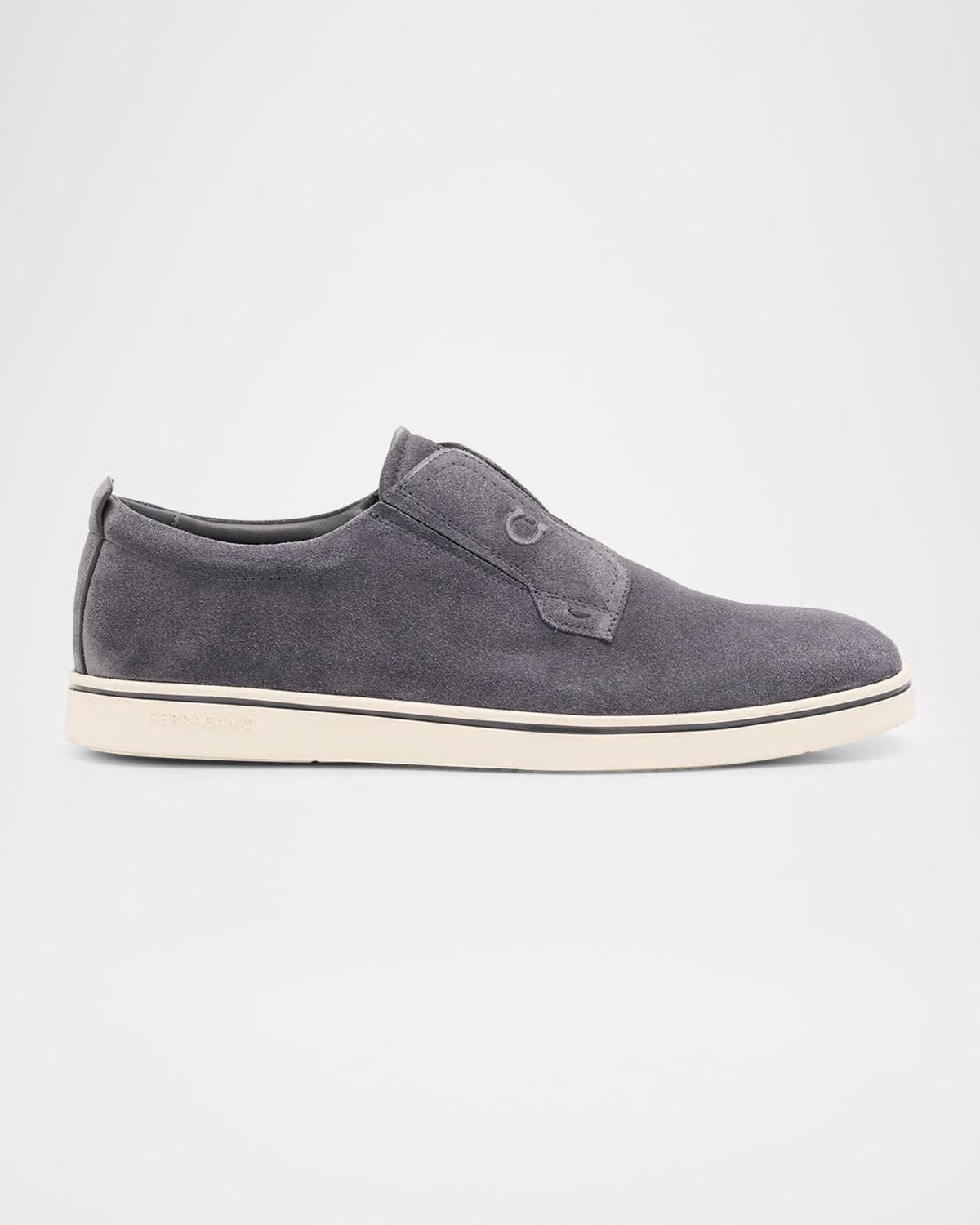 FERRAGAMO Men's Alfie Suede Gancini Stamp Slip-On Sneakers