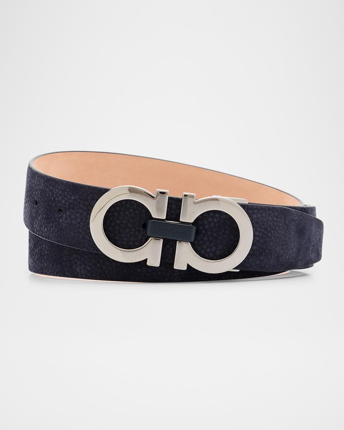 FERRAGAMO Men's Gancini Adjustable Suede Belt