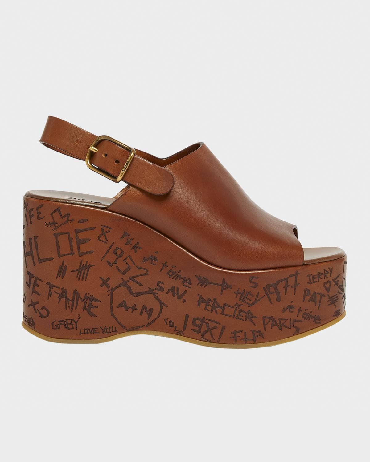Chloe Maxime Leather Slingback Platform Sandals