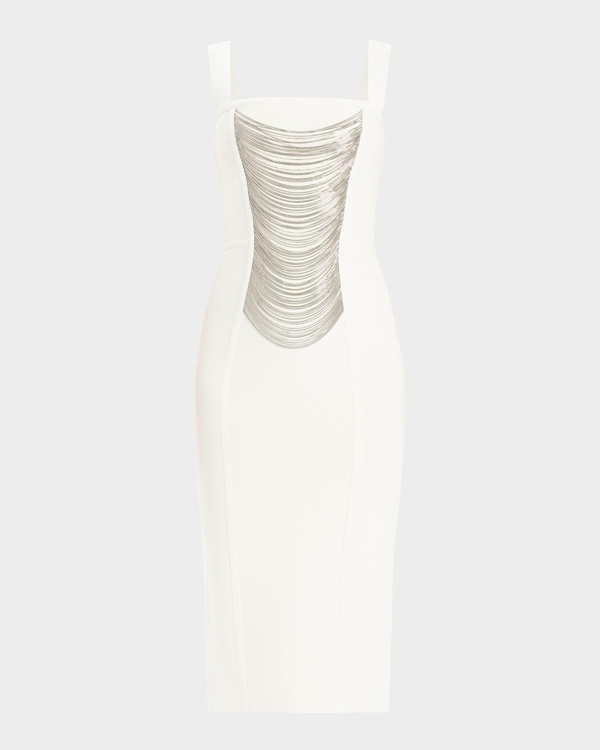 Hervé Léger Francesca Draped Chain Midi Dress
