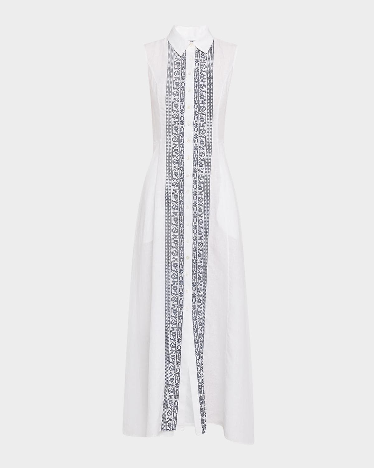 Evi Grintela Carine Sleeveless Embroidered Maxi Shirtdress
