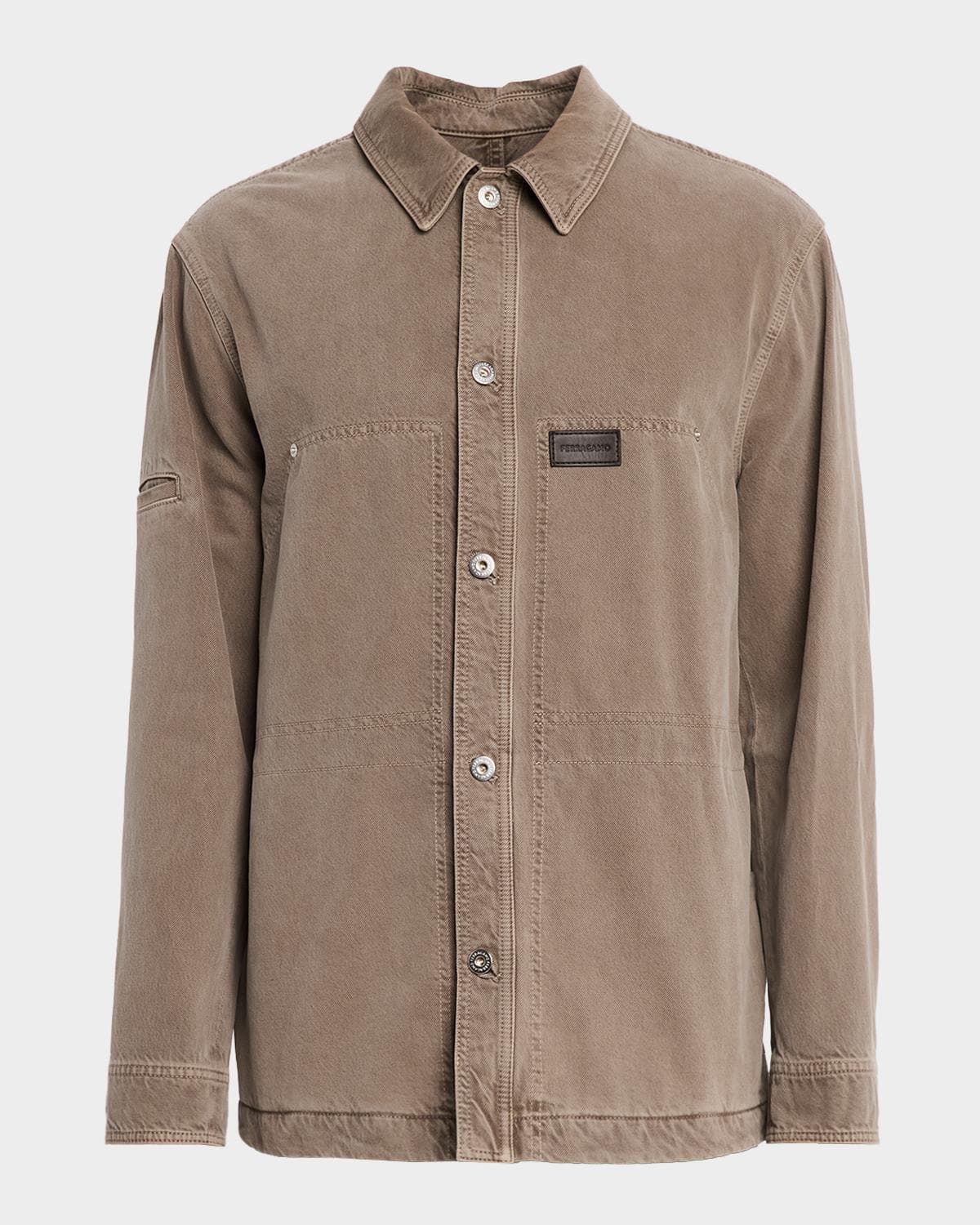 FERRAGAMO Men's Cotton Drill Four-Pocket Button-Down Shirt