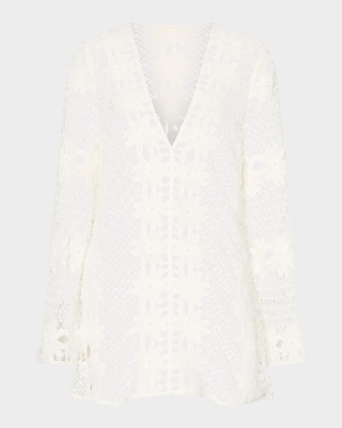 Milly Floral Crochet Mini Sun Dress Coverup