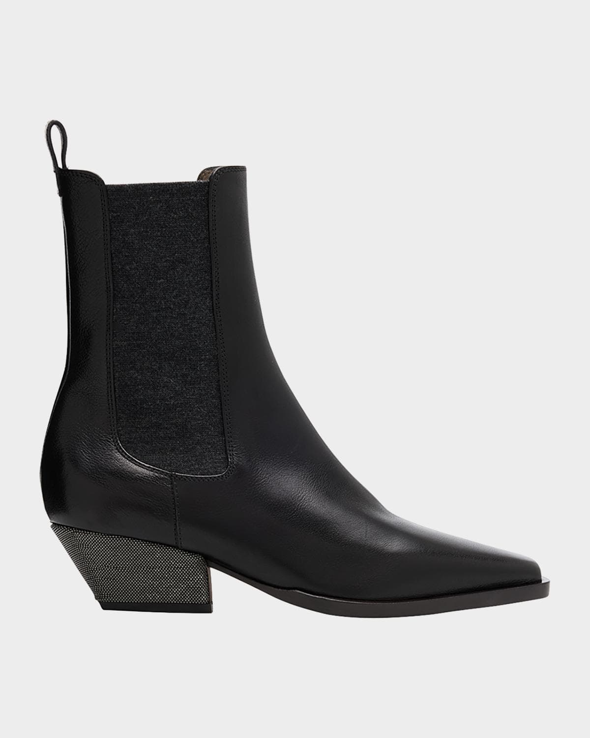 Brunello Cucinelli Leather Wool Western Chelsea Booties