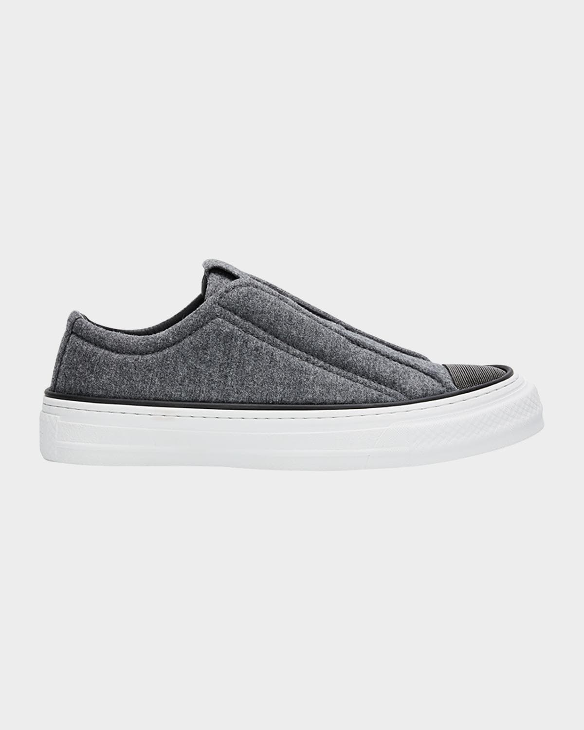 Brunello Cucinelli Wool Monili Slip-On Sneakers