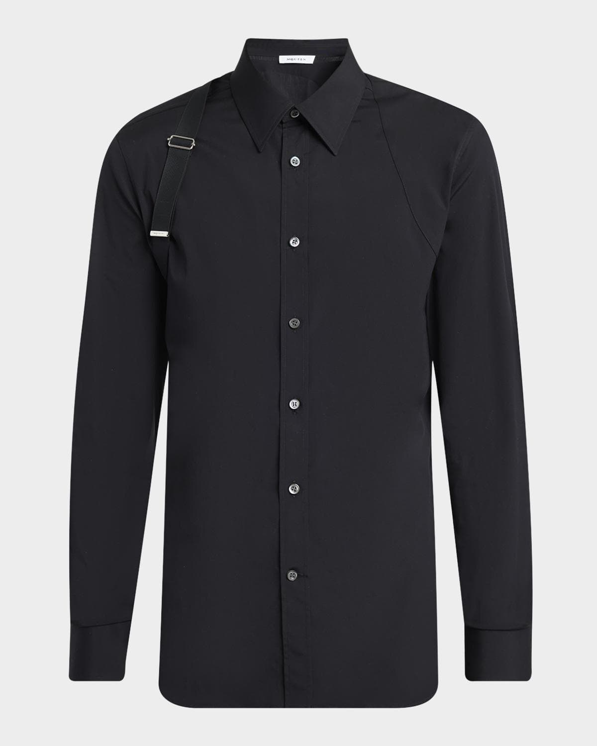 McQueen Men's Logo-Tape Harness Dress Shirt