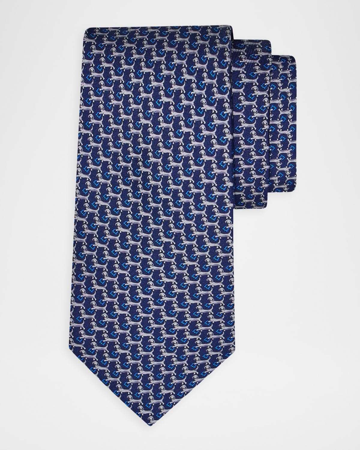 FERRAGAMO Men's Dachshund Silk and Wool Tie