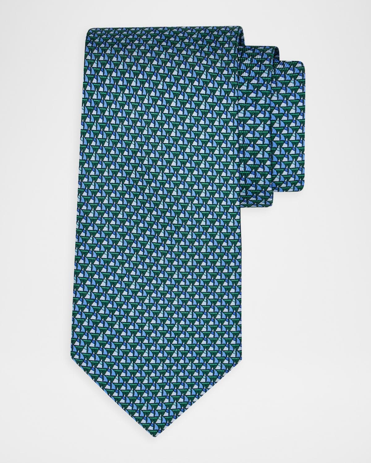 FERRAGAMO Men's Geometric Wool and Silk Tie