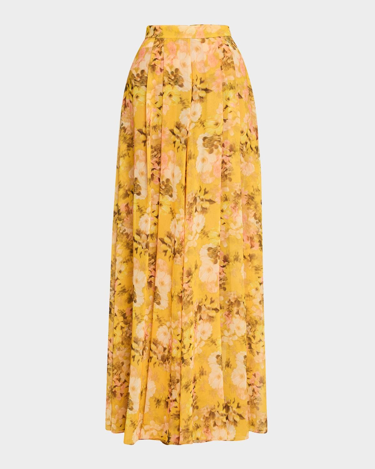 Badgley Mischka Collection Pleated Floral-Print Georgette Palazzo Pants · 2