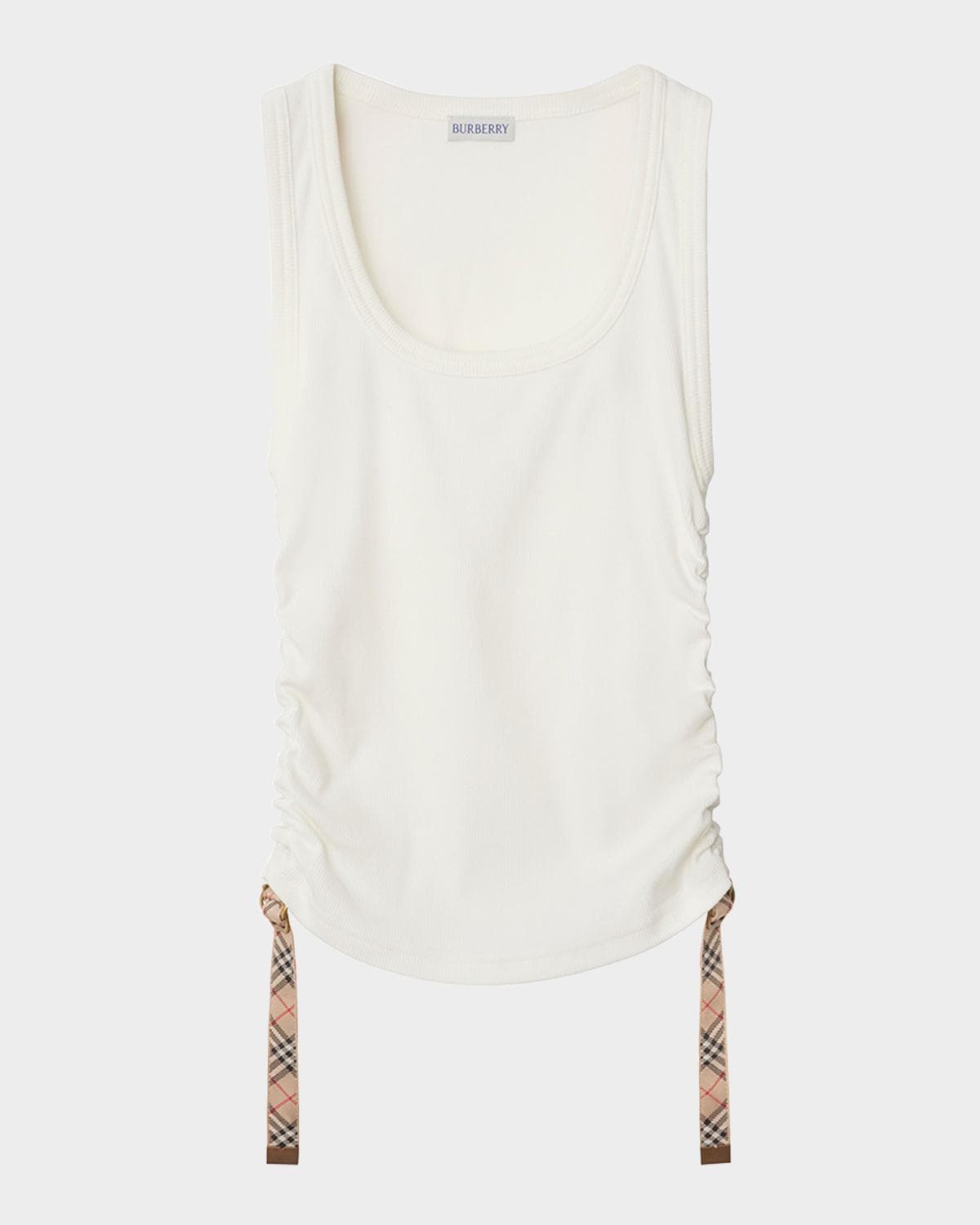 Burberry Ruched Check Drawstring Tank Top