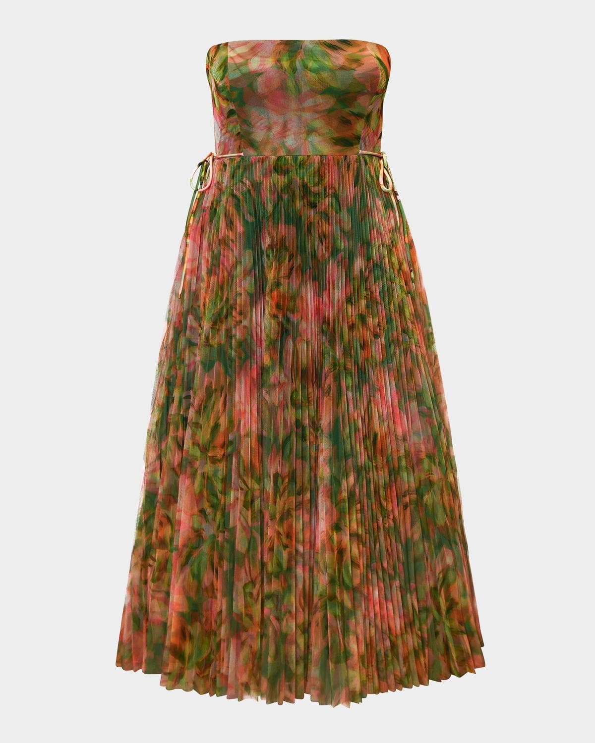 Hutch Costella Pleated Floral-Print Tulle Gown