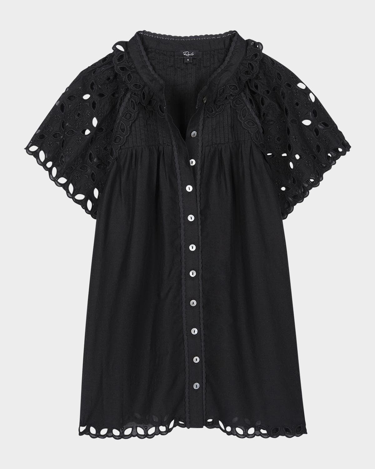 Rails Cerise Eyelet Flutter-Sleeve Blouse · X-SMALL