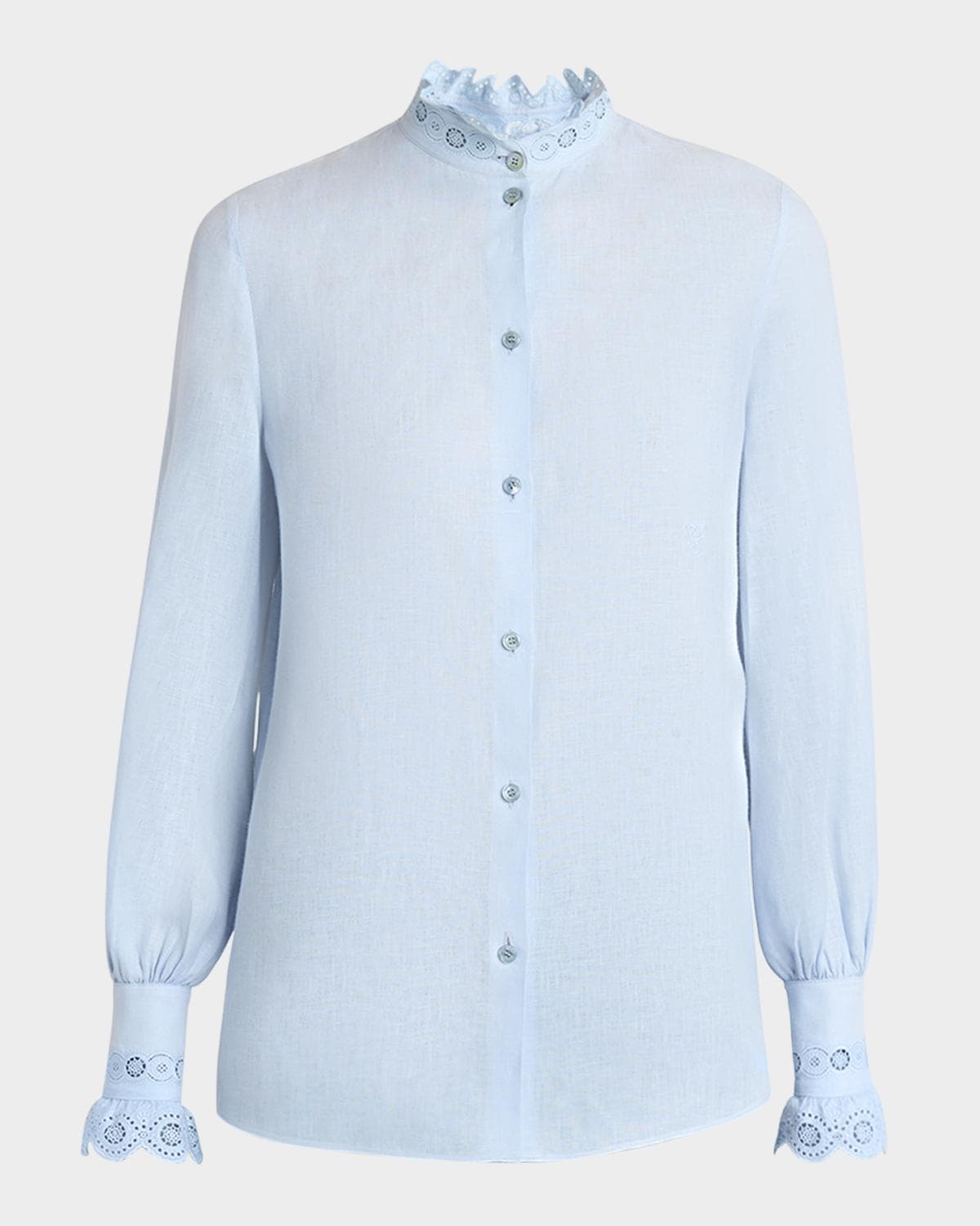 Valentino Garavani Eyelet Embroidered Ruffle Button-Down Shirt
