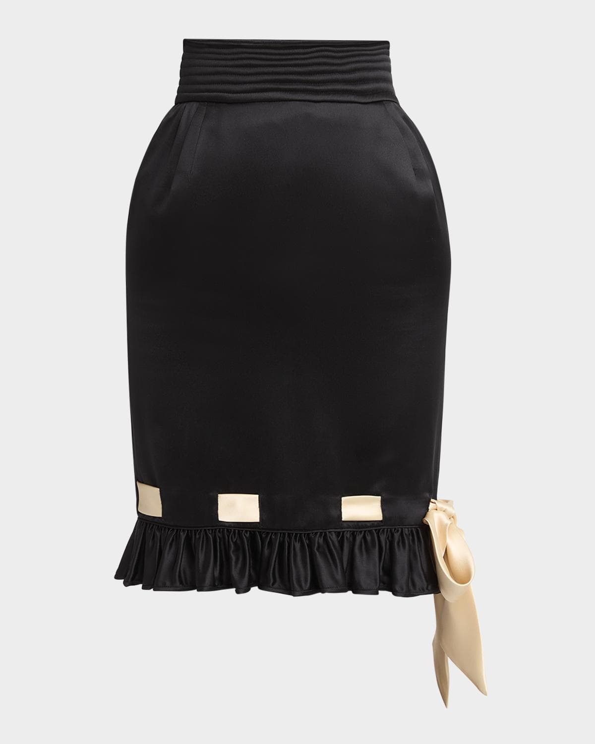 Valentino Garavani Ribbon Ruffle Hem Double Satin Skirt · 46 IT (10 US)