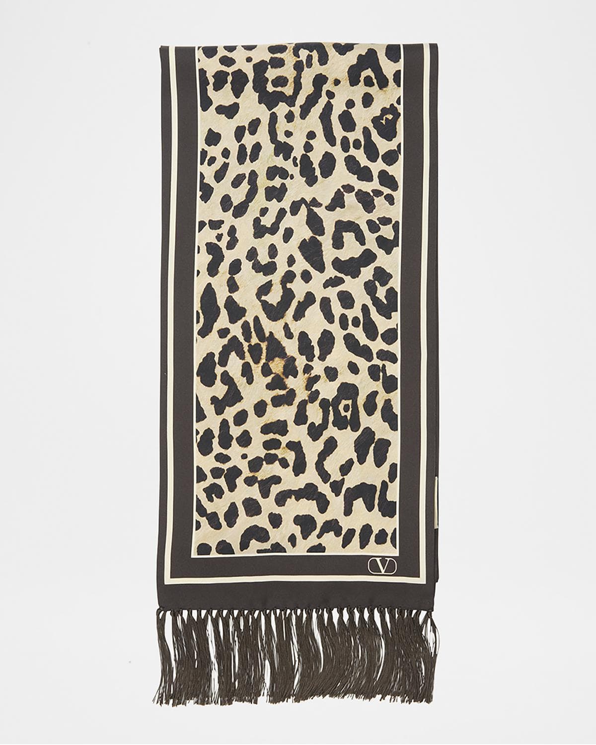 Valentino Garavani Animal Twill Fringe Scarf