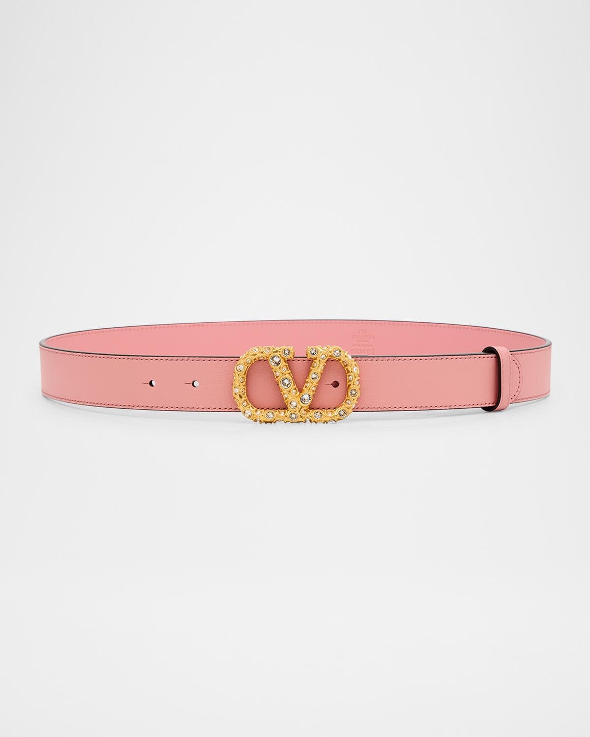 Valentino Garavani VLogo Signature Jeweled Calf Leather Belt, 30mm