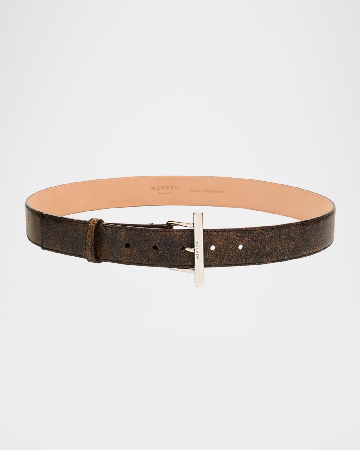 McQueen T-Bar Skinny Leather Belt