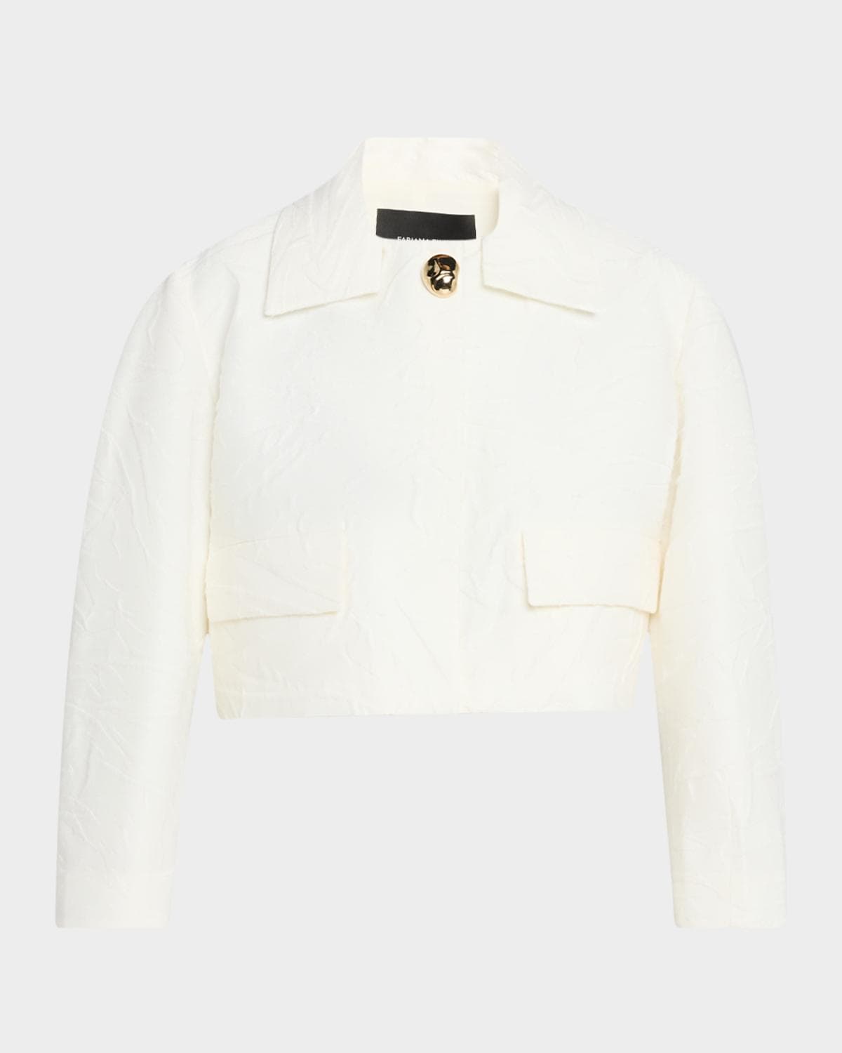 Fabiana Filippi Cropped Crinkled Wool Jacquard Jacket