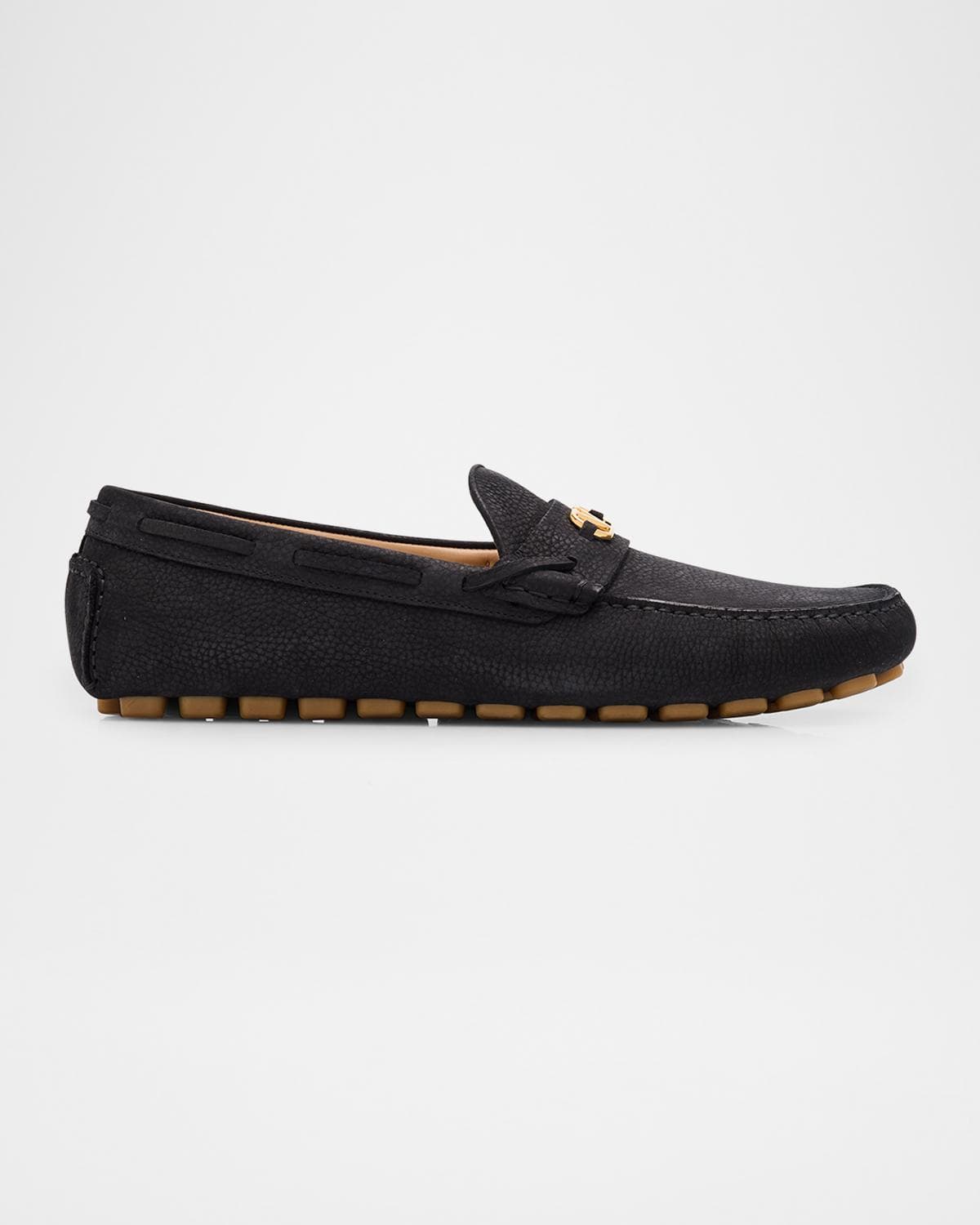 Valentino Garavani Men's Fastaway Grained Deerskin Suede Driving Loafers