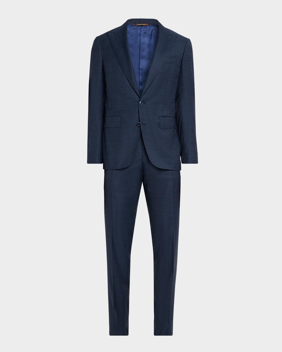 Canali Men's Denim Effect Wool Peak Lapel Suit