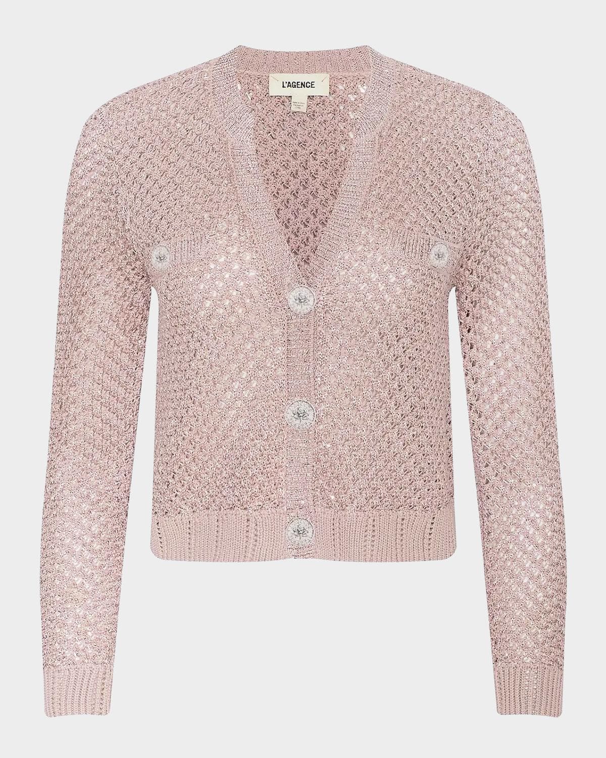 L 'AGENCE Blanca Sequined Knit Cardigan