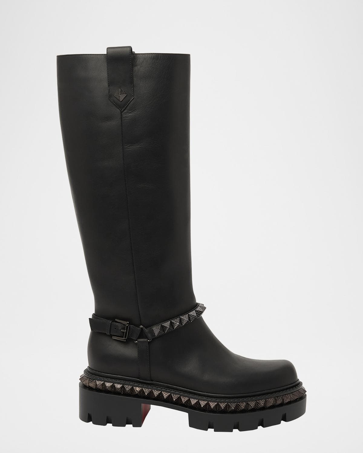 Christian Louboutin Marinetta Pyraclou Leather Knee-High Boots
