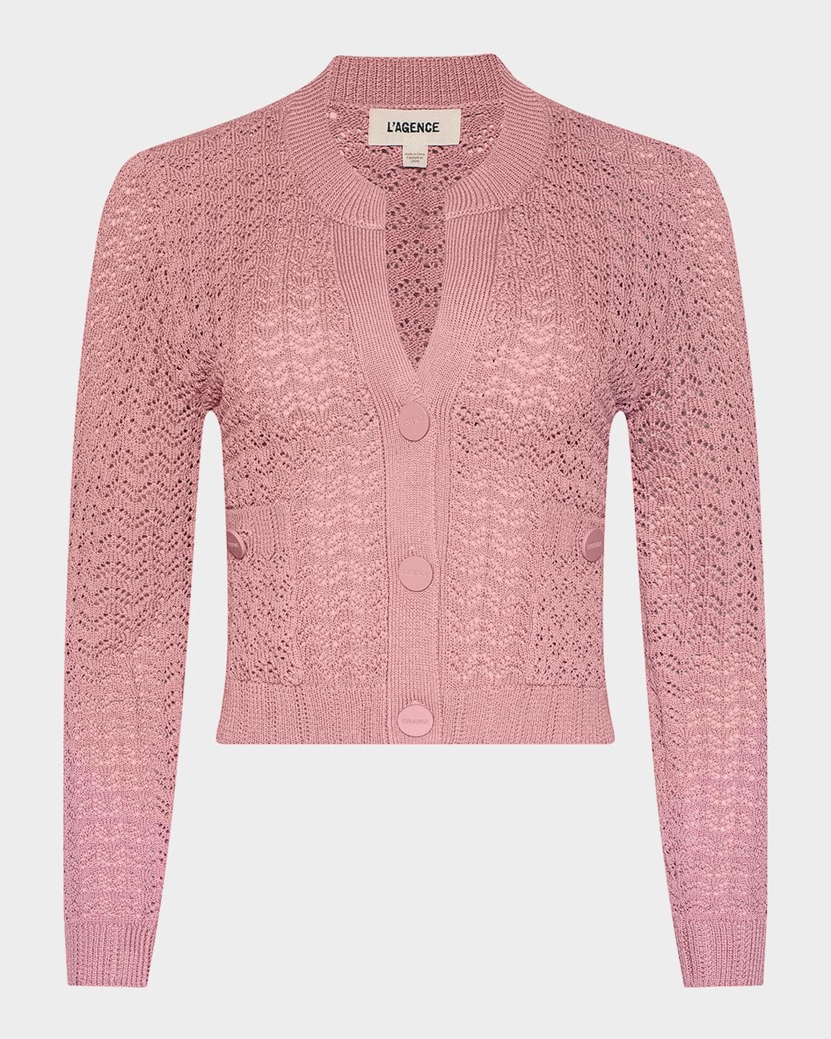 L 'AGENCE Orla Pointelle Knit Cardigan