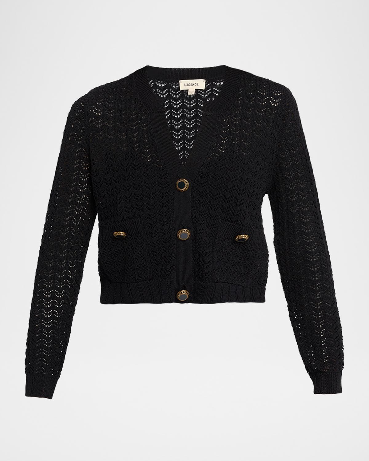 L 'AGENCE Orla Pointelle Knit Cardigan