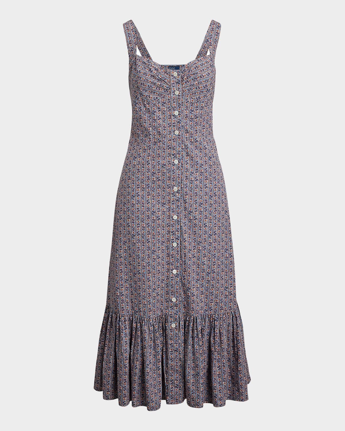 Polo Ralph Lauren Floral Cotton Buttoned Midi Dress