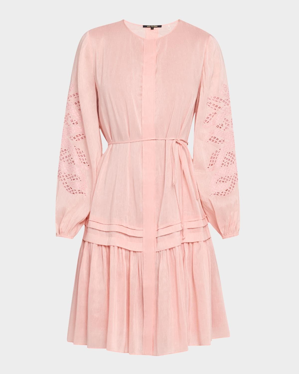 Kobi Halperin Carrie Eyelet-Embroidered Flounce Midi Dress