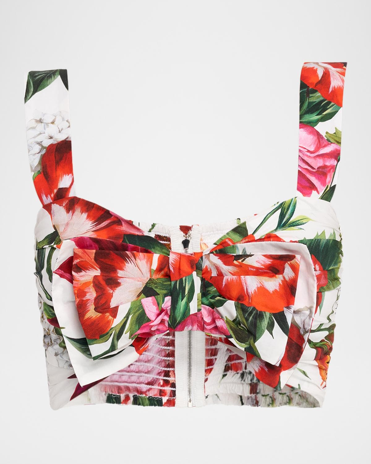 Dolce & Gabbana Anemone Lilly-Print Popeline Bow Crop Top · 48 IT (12 US)