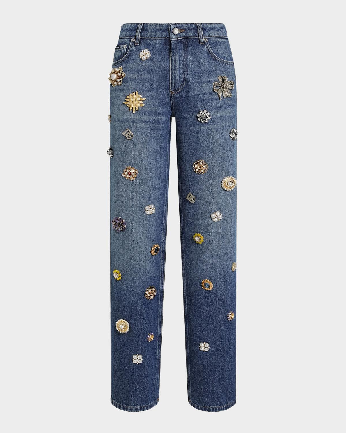 Dolce & Gabbana Adon Tavex Embellished Straight-Leg Jeans