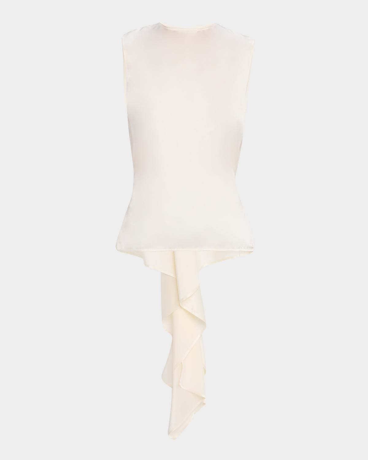 Helmut Lang Sleeveless Draped Silk Scarf Top