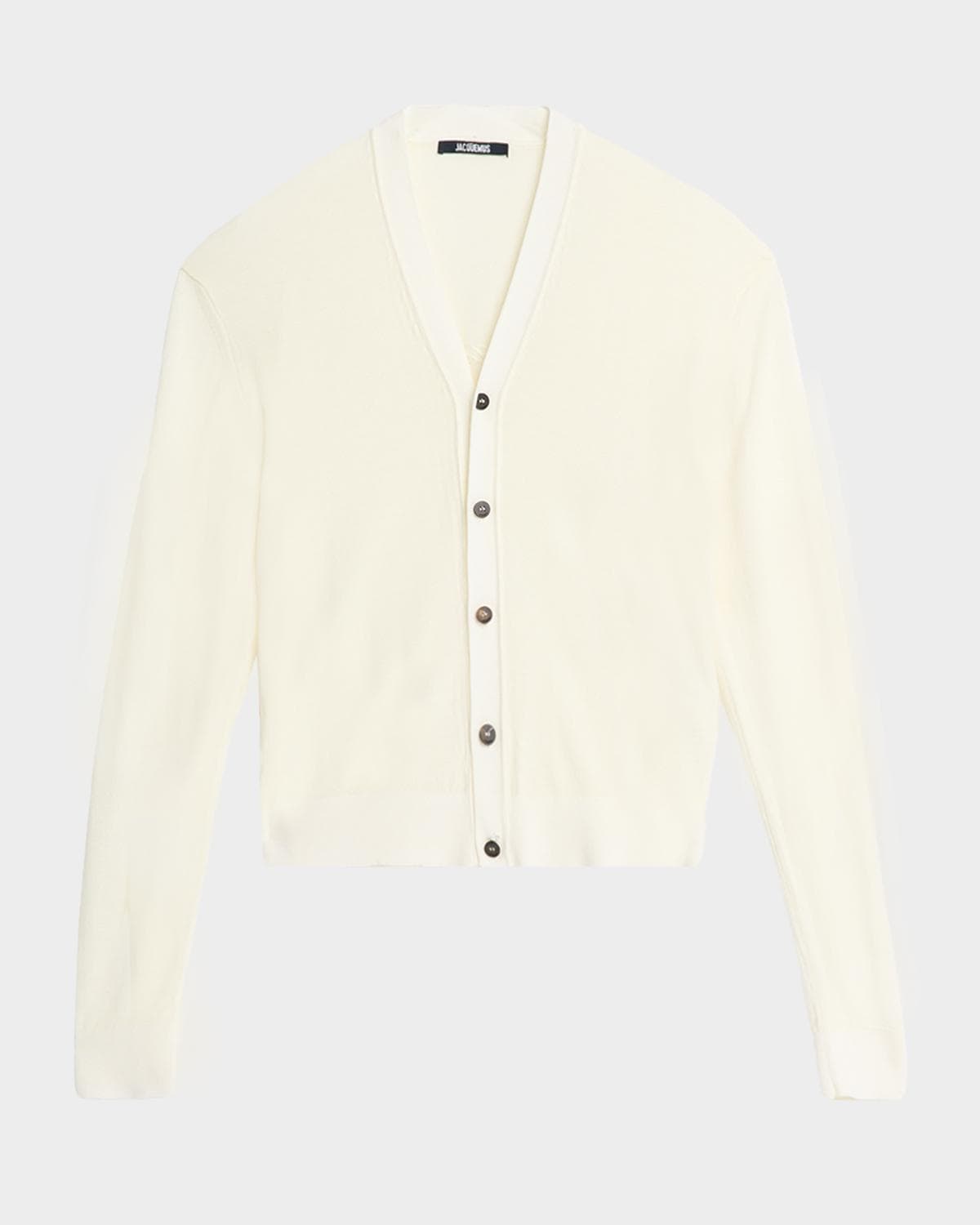 Jacquemus Men's Brode Back-Embroidery Knit Cardigan