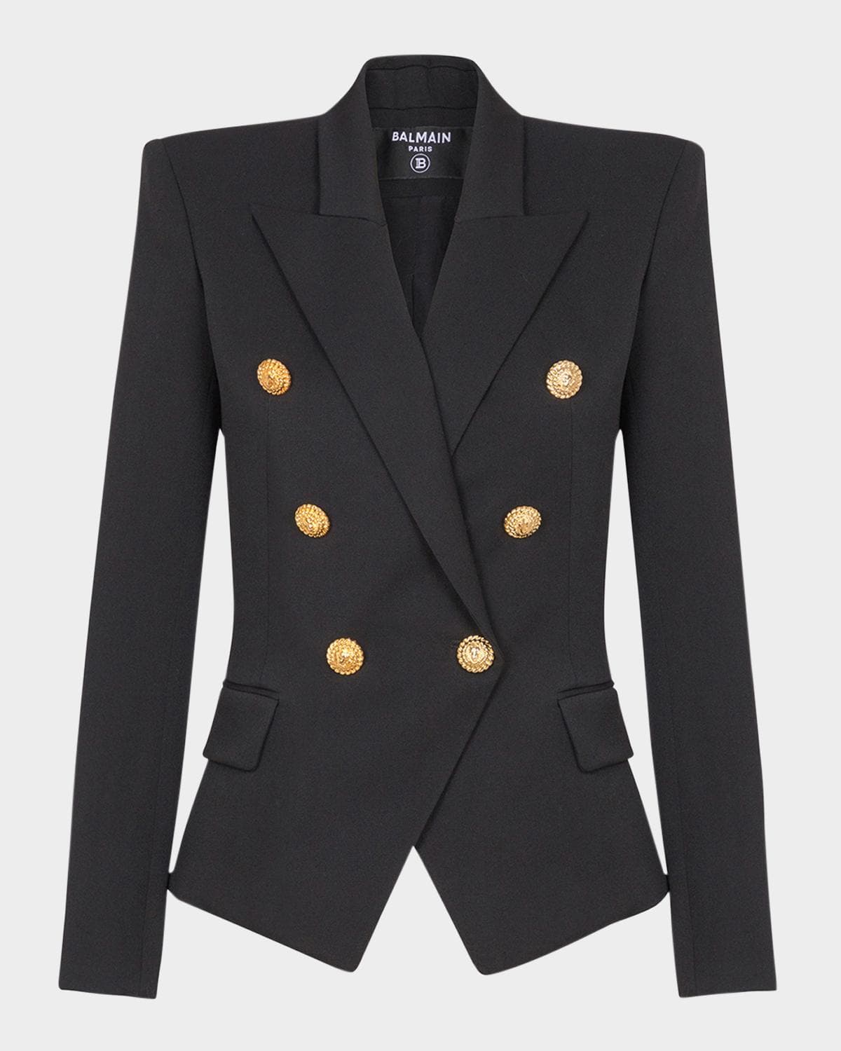Balmain 6-Button Fitted Wool Blazer