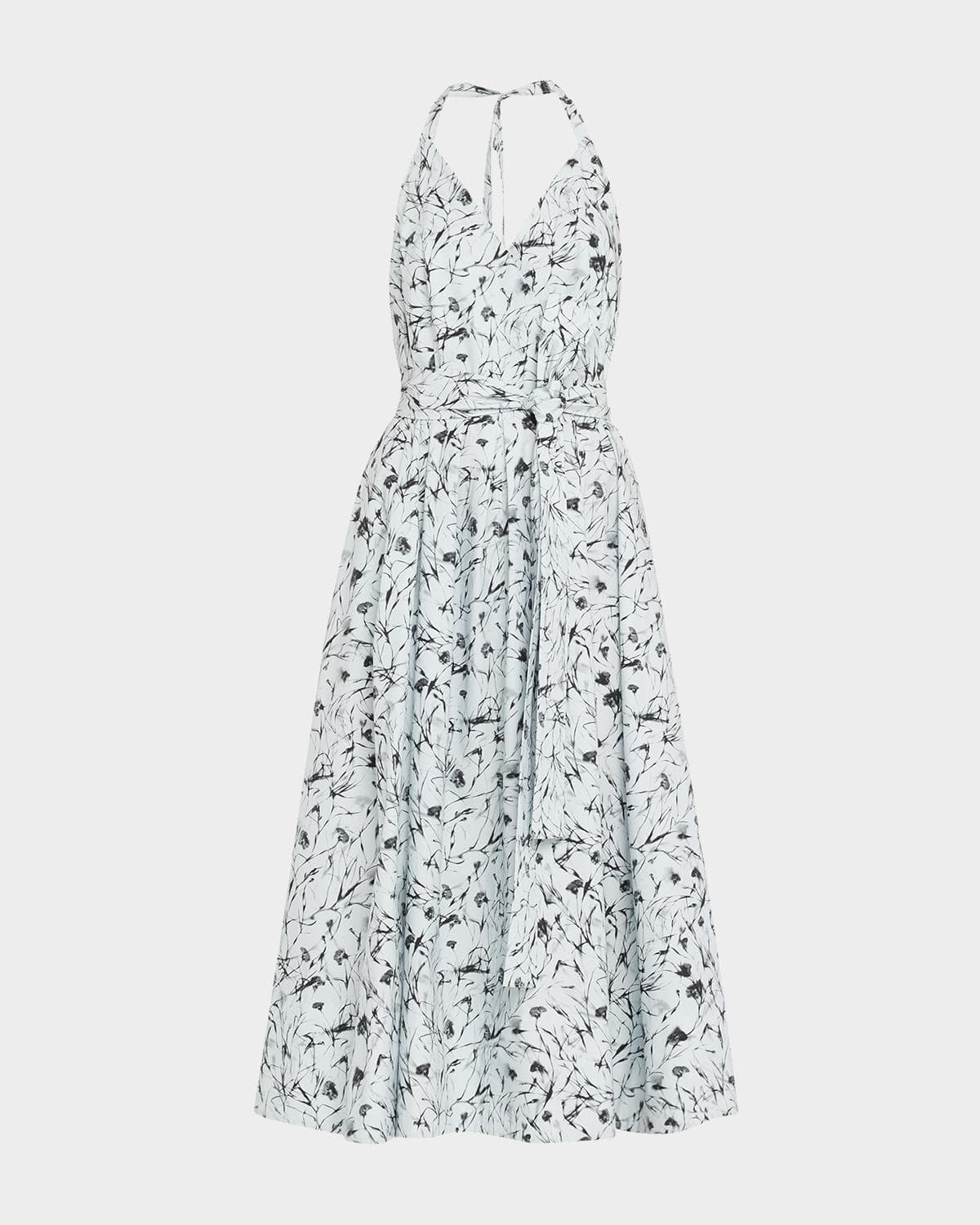 Proenza Schouler White Label Ellison Printed Poplin Halter Dress