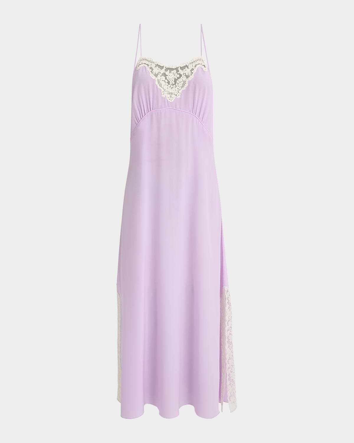 Chloe Lace-Trim Silk Midi Slip Dress