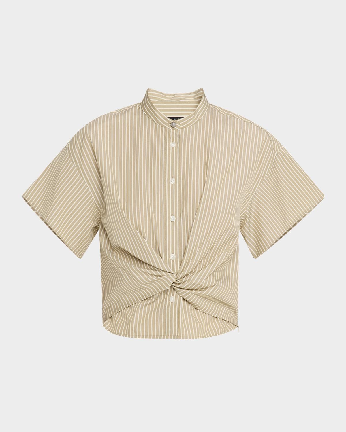 rag & bone Gretchen Stripe Twist-Front Shirt · 16