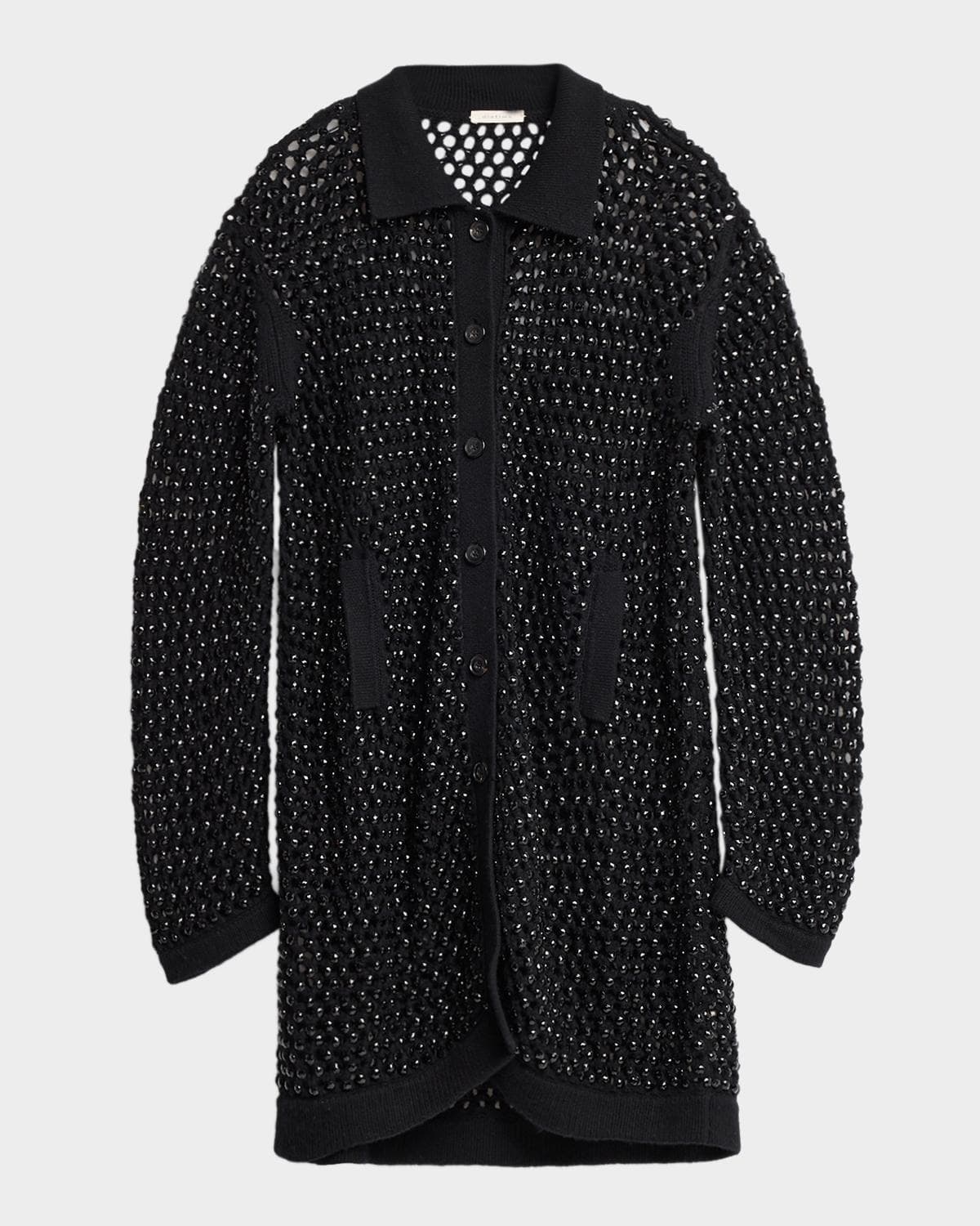 Diotima Embellished Open Knit Cardigan Coat