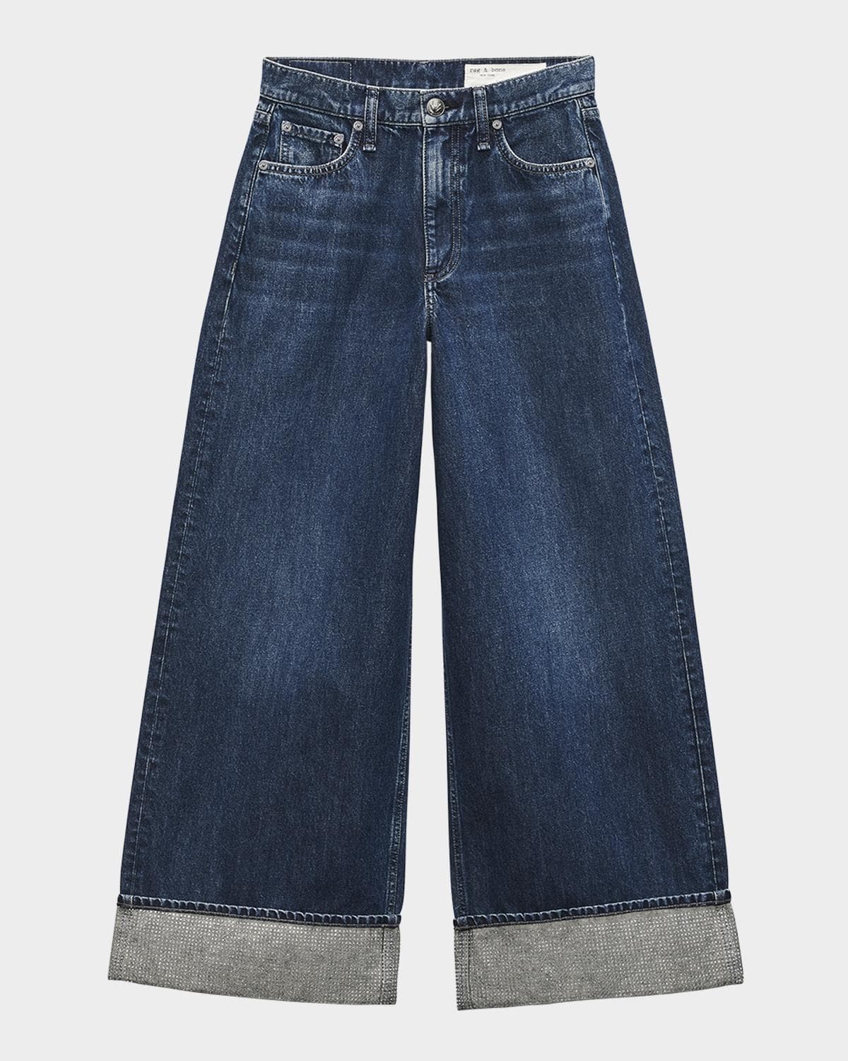 rag & bone Sofie High-Rise Embellished Ankle Cuff Jeans