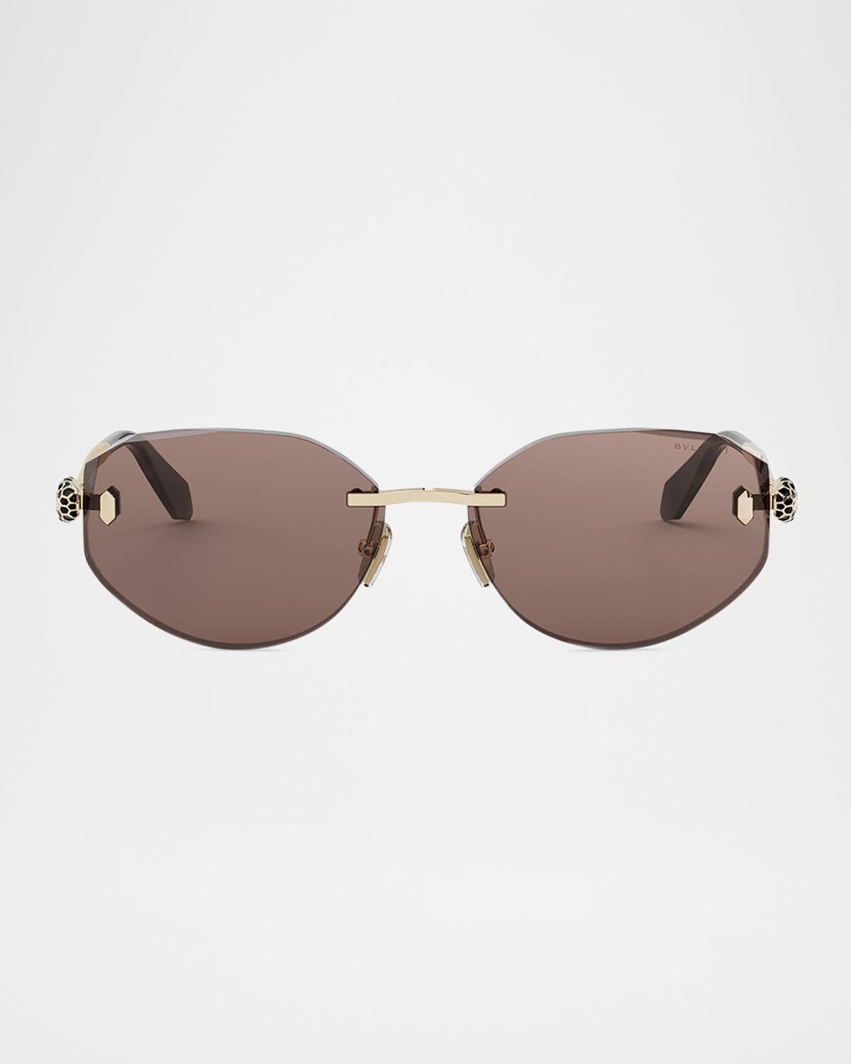 BVLGARI Serpenti Forever Rimless Oval Metal Sunglasses