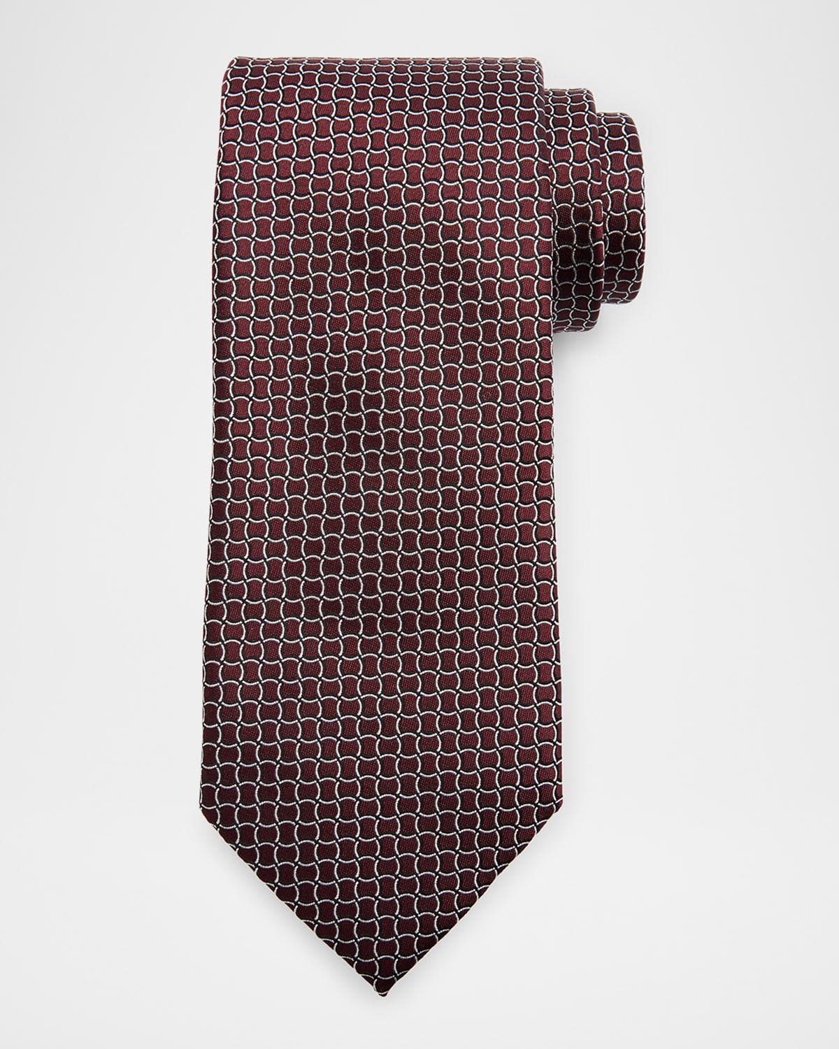 ZEGNA Men's Geometric Net Jacquard Silk Tie