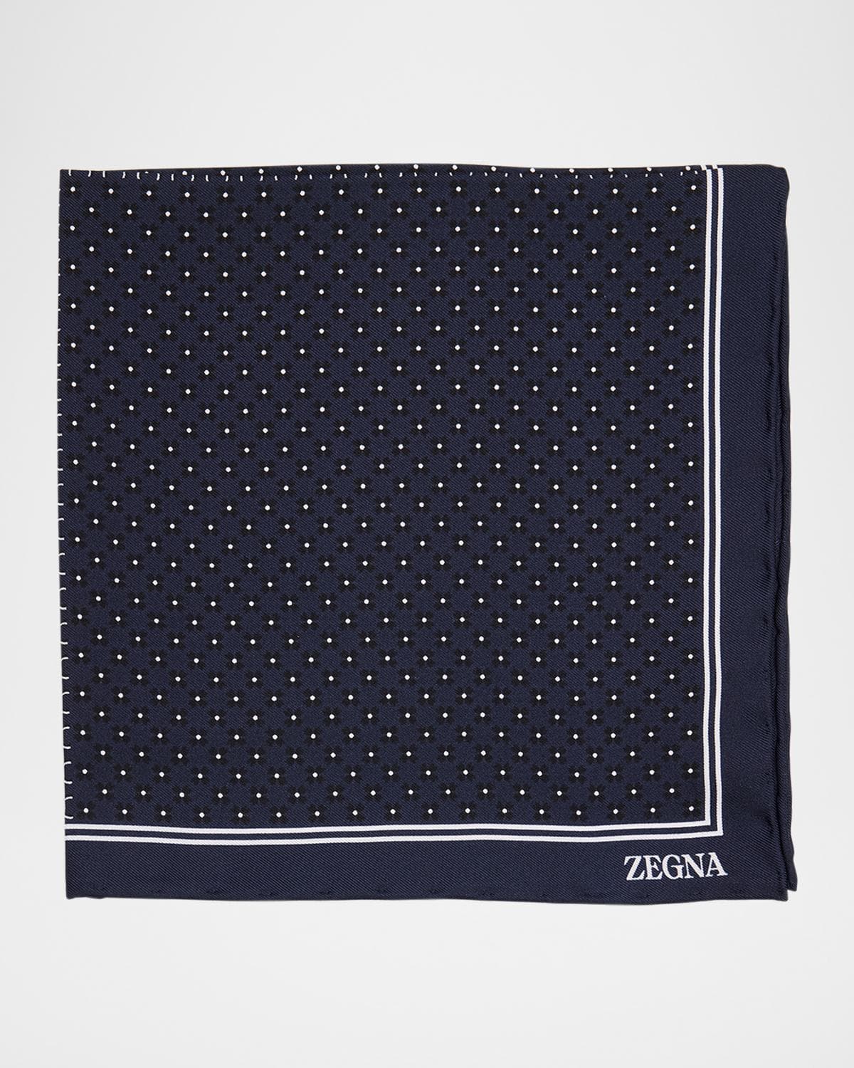 ZEGNA Men's Petite Geometric Floral Silk Pocket Square